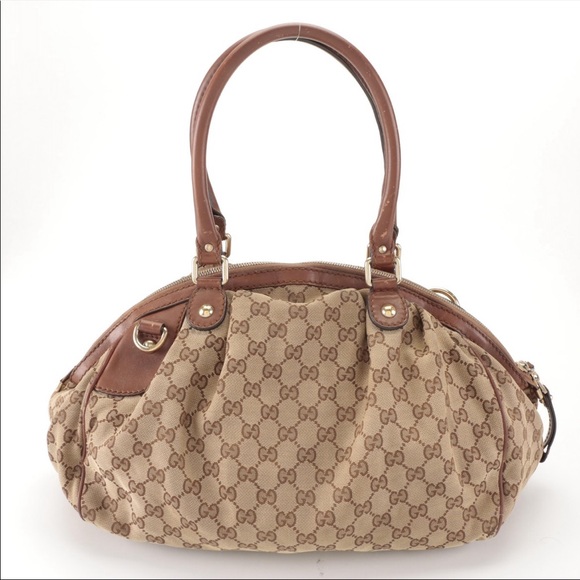 Gucci Brown/Beige GG Canvas Sukey Satchel - Picture 3 of 15